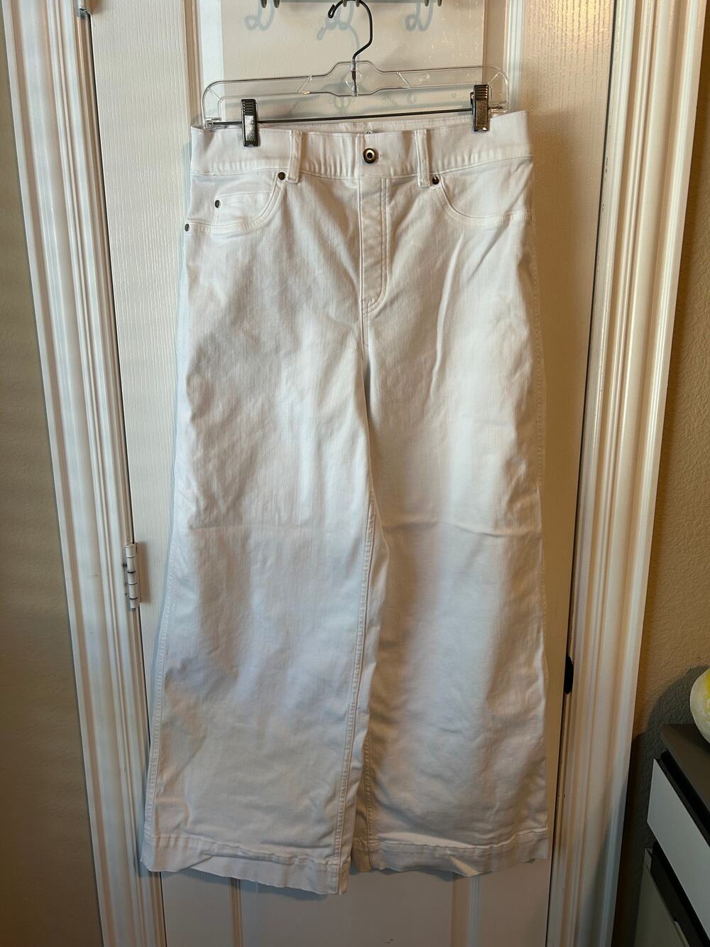 Spanx White Wide Leg Stretchy Large Jeans